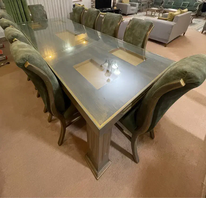 میز ناهار خوری ۱۰ نفره همراه با ۱۰ صندلی|میز و صندلی غذاخوری|قائم‌شهر, |دیوار