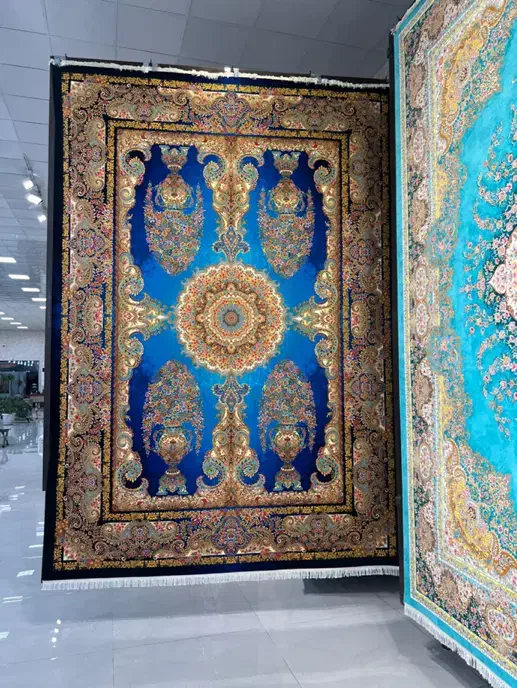 فرش تُرنج فیروزه ای ۱۲۰۰شانه نخ کامل|فرش|شیراز, رکن‌آباد|دیوار