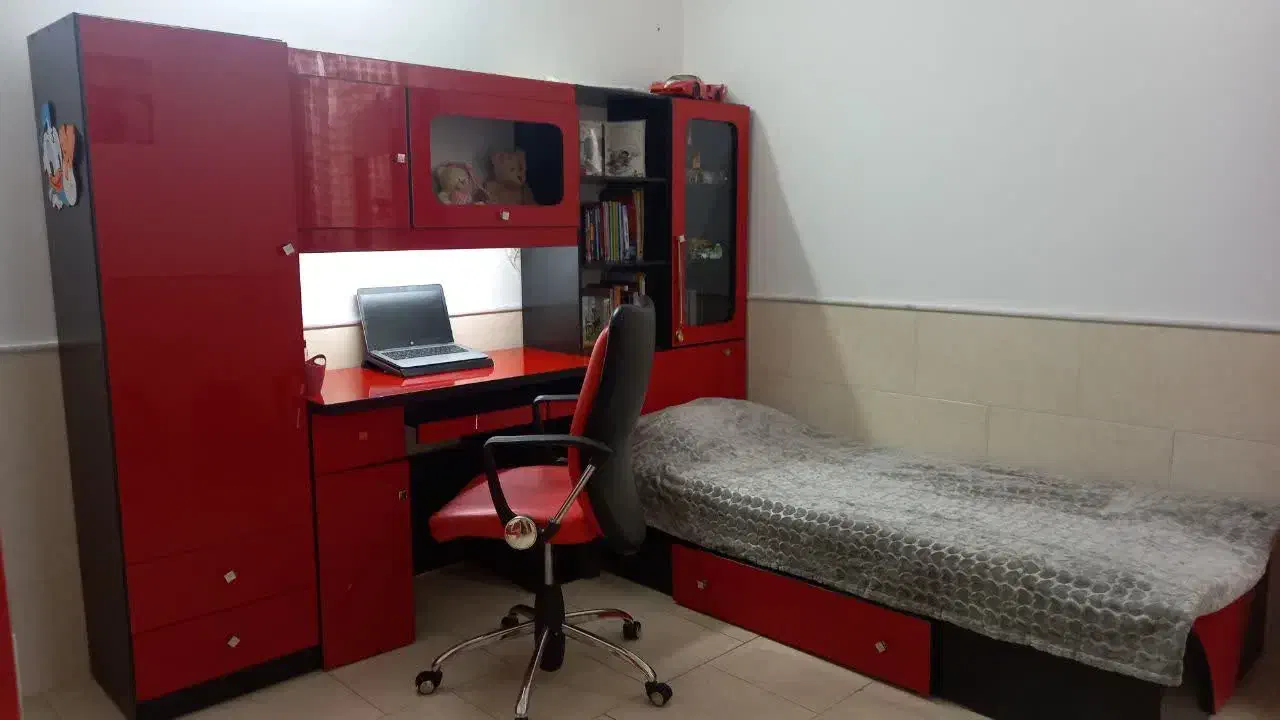 تخت خواب نوجوان|تخت و سرویس خواب|سرخه, |دیوار