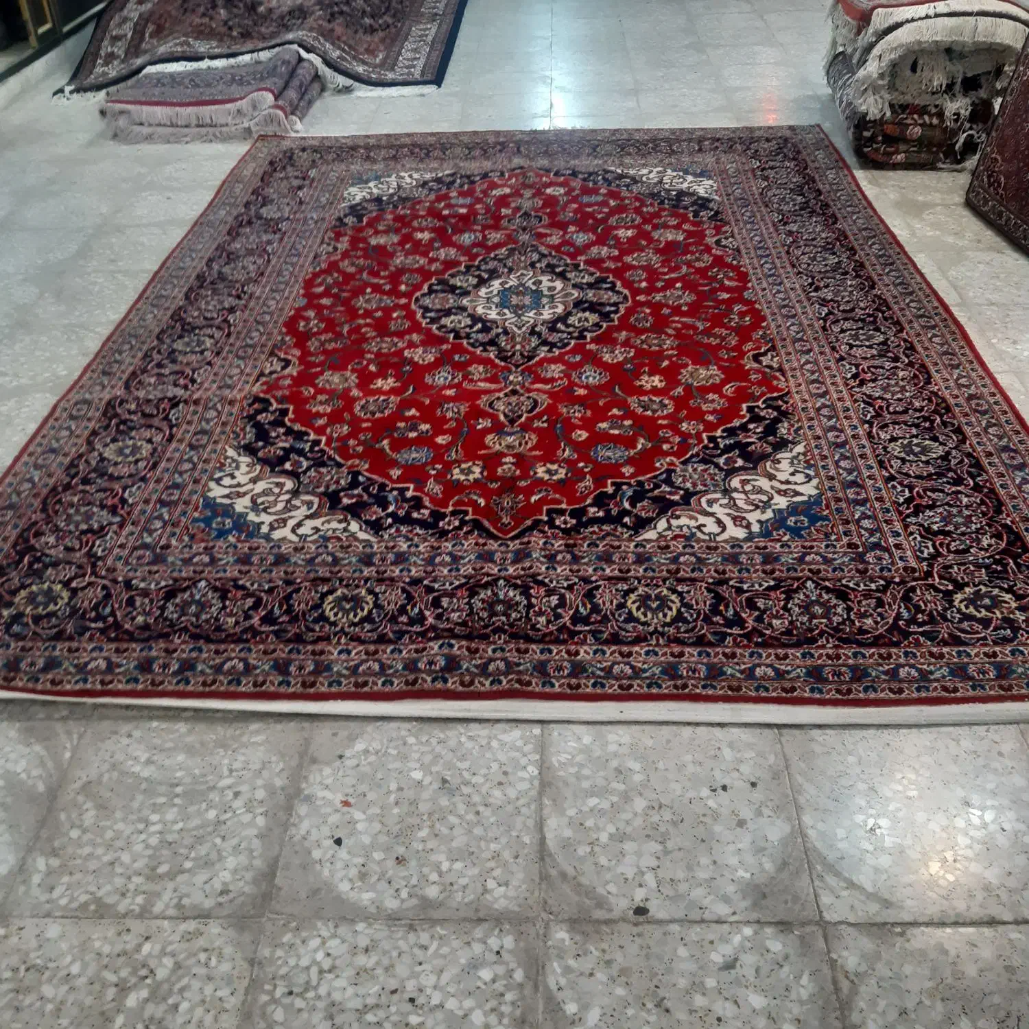 فرش دستباف کاشان قطبی ۹متری|فرش|زنجان, |دیوار