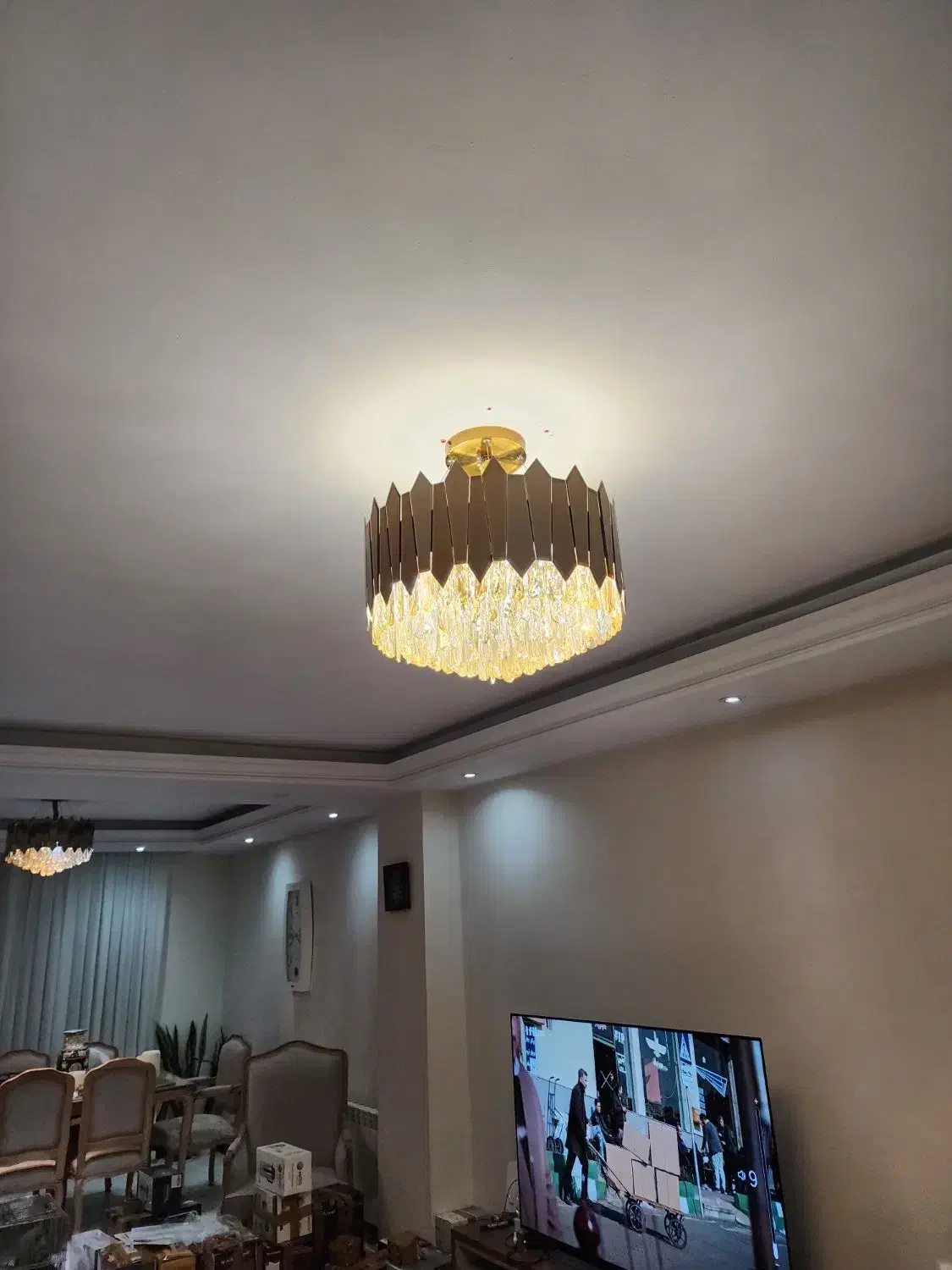 دو عدد لوستر کریستالی پر نور با کنترل|لوستر و چراغ آویز|تهران, طرشت|دیوار