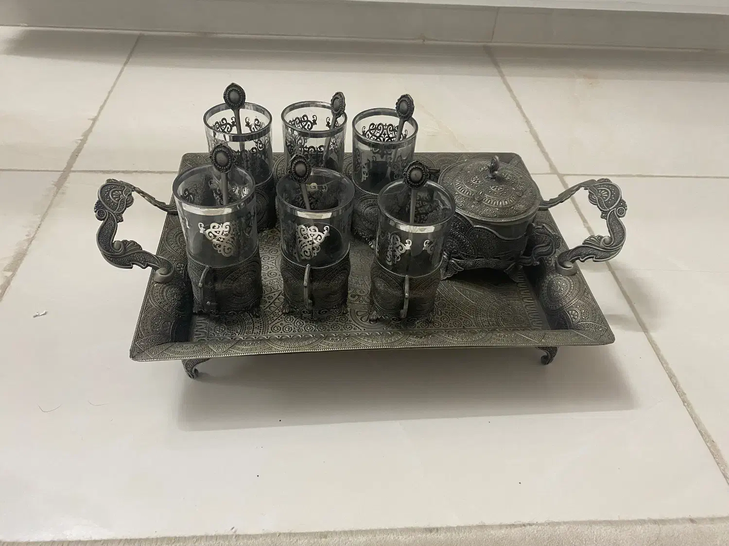 ست چایخوری گل خاتم|ظروف سرو و پذیرایی|تاکستان, |دیوار