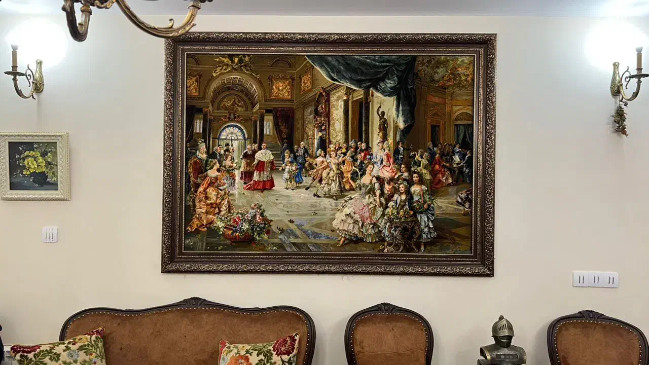 تابلو فرش ابریشمی دستبافت اصلی و بسیار نفیس مهمانی|تابلو فرش|تهران, سازمان آب|دیوار