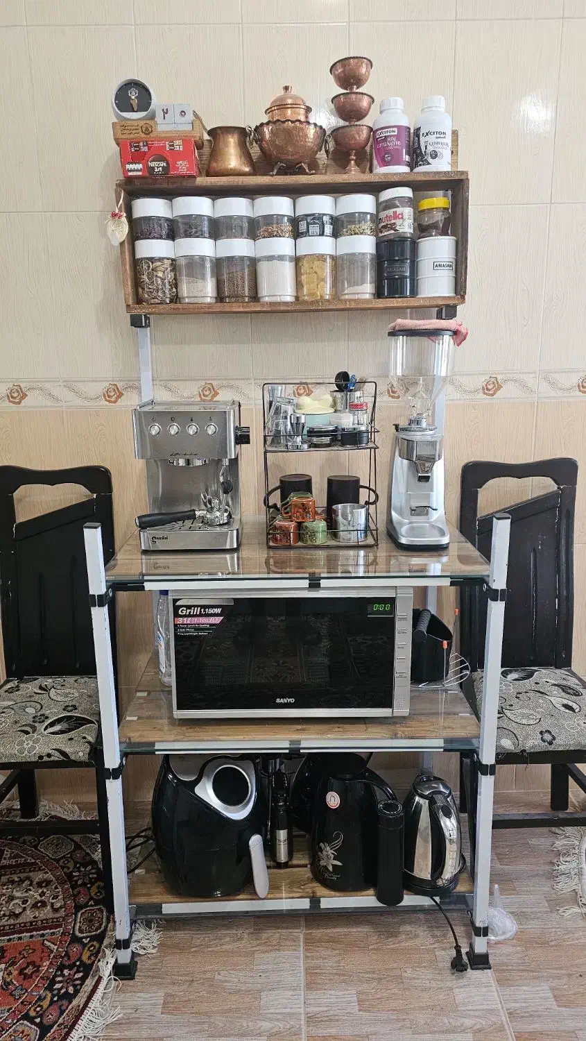 شلف کافه بار فلز و چوب|کتابخانه، شلف، قفسههای دیواری|طبس, |دیوار