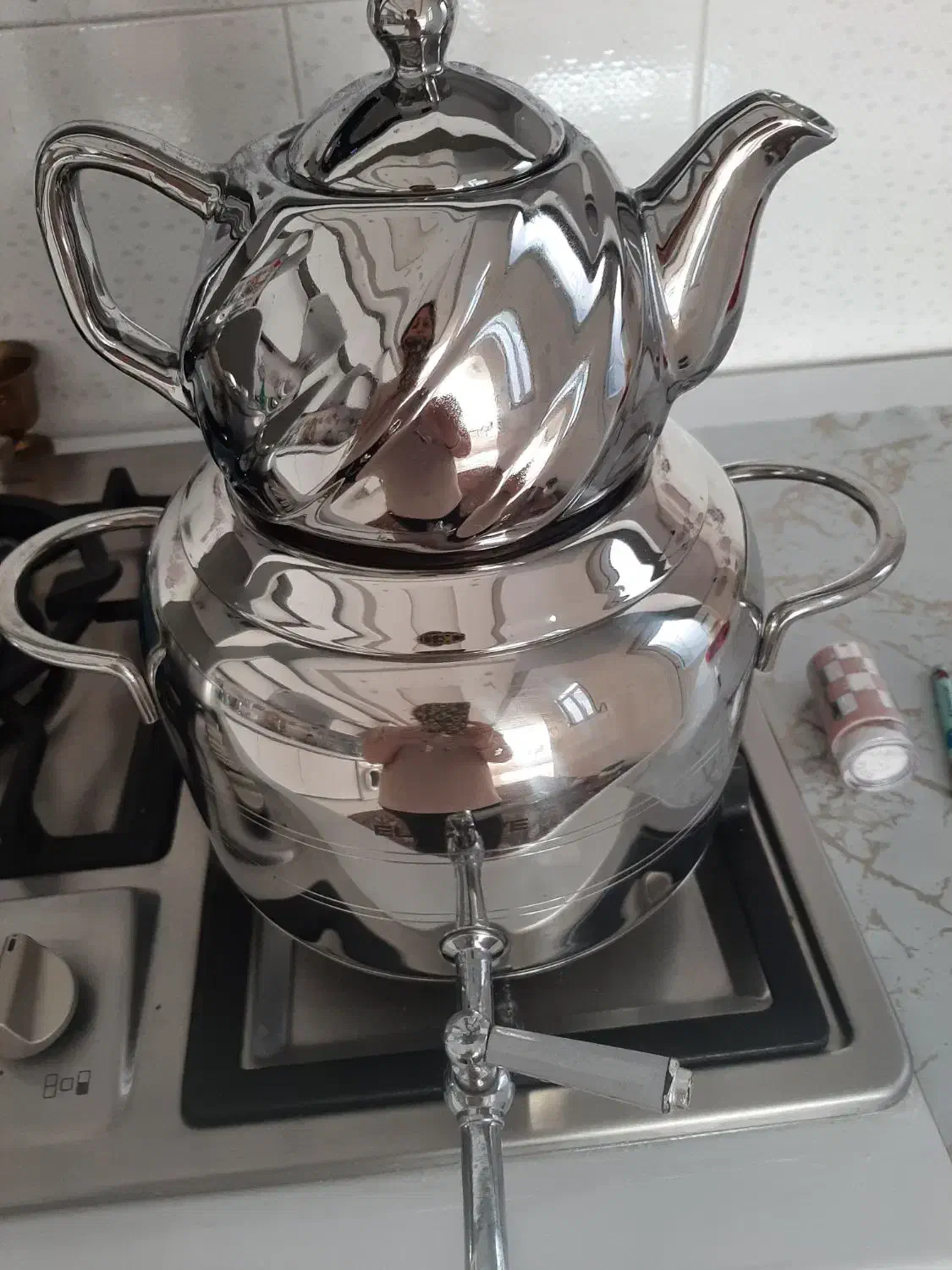 سماور(کتری قوری استیل )|قوری، کتری، قهوه‌ساز دستی|اسدآباد, |دیوار