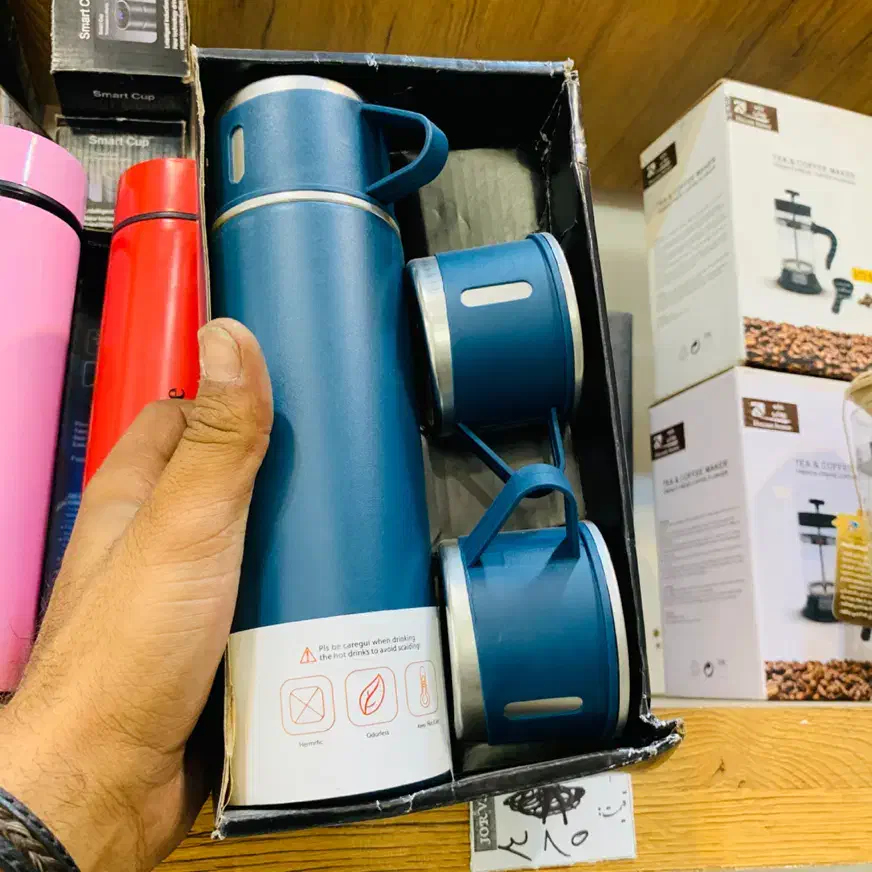 تراول ماگ استیل به همراه سه فنجان فقط ۳۴۹|قوری، کتری، قهوه‌ساز دستی|رفسنجان, |دیوار