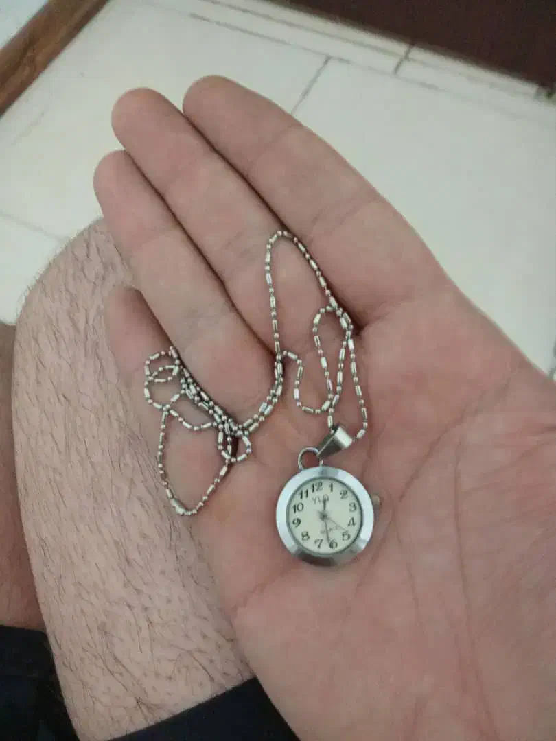 گردنبند ساعت عتیقه نقره قدیمی|ساعت|گلپایگان, |دیوار