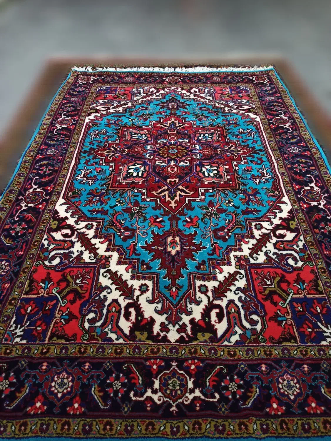 فرش دستبافت نقشه هریس 6 متری فیروزه ای (کد15858)|فرش|تبریز, |دیوار