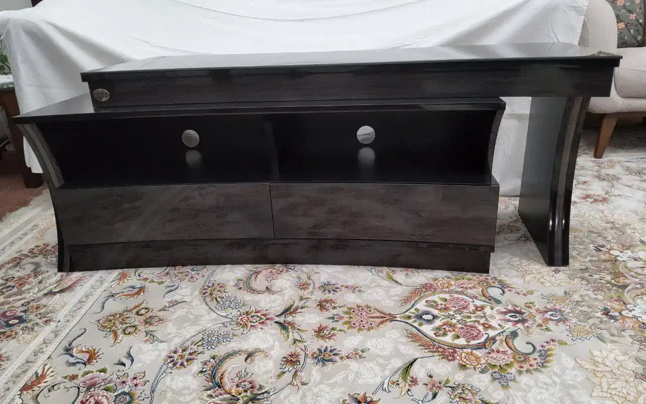 میز زیر تلویزیون دو تکه مشکی|میز تلویزیون|ساری, |دیوار
