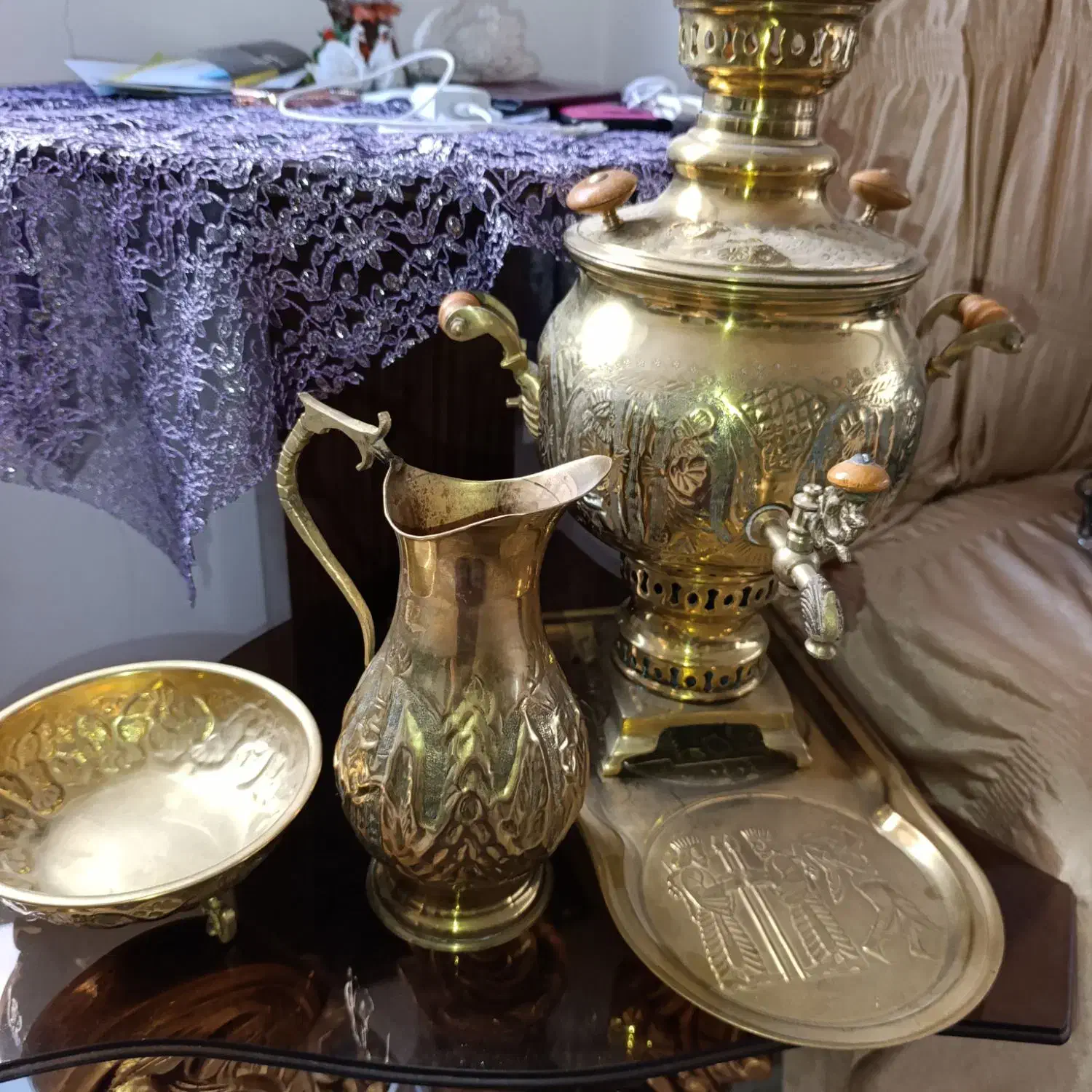 ست کامل سماور طلایی|سماور، چای‌ساز، قهوه‌ساز|اردبیل, |دیوار