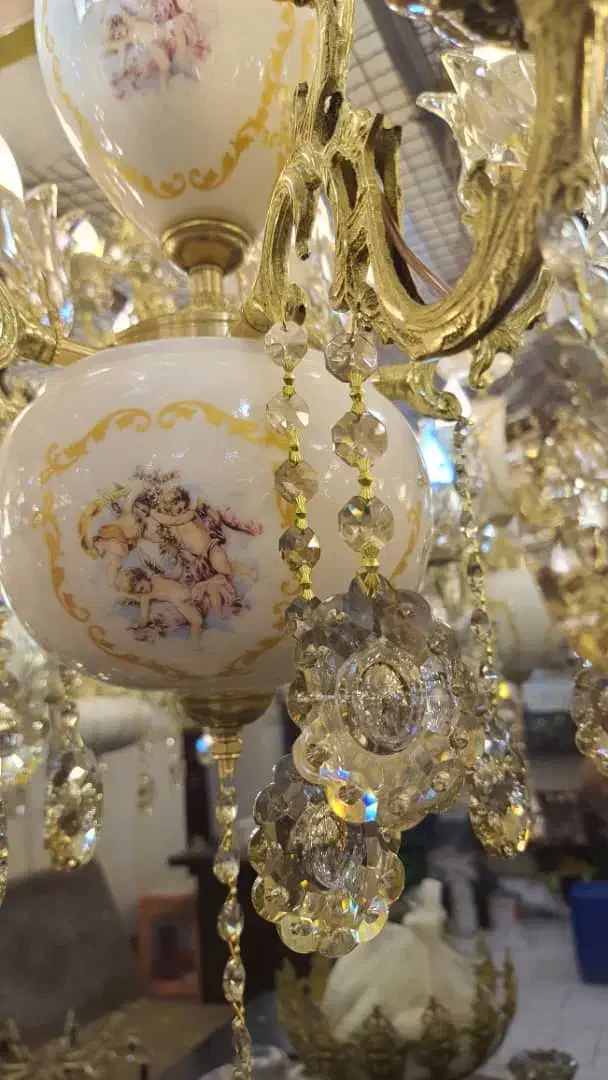 لوستر چینی و برنز شاخه ای 700تومان ۴شاخه ۸شعله|لوستر و چراغ آویز|تبریز, |دیوار