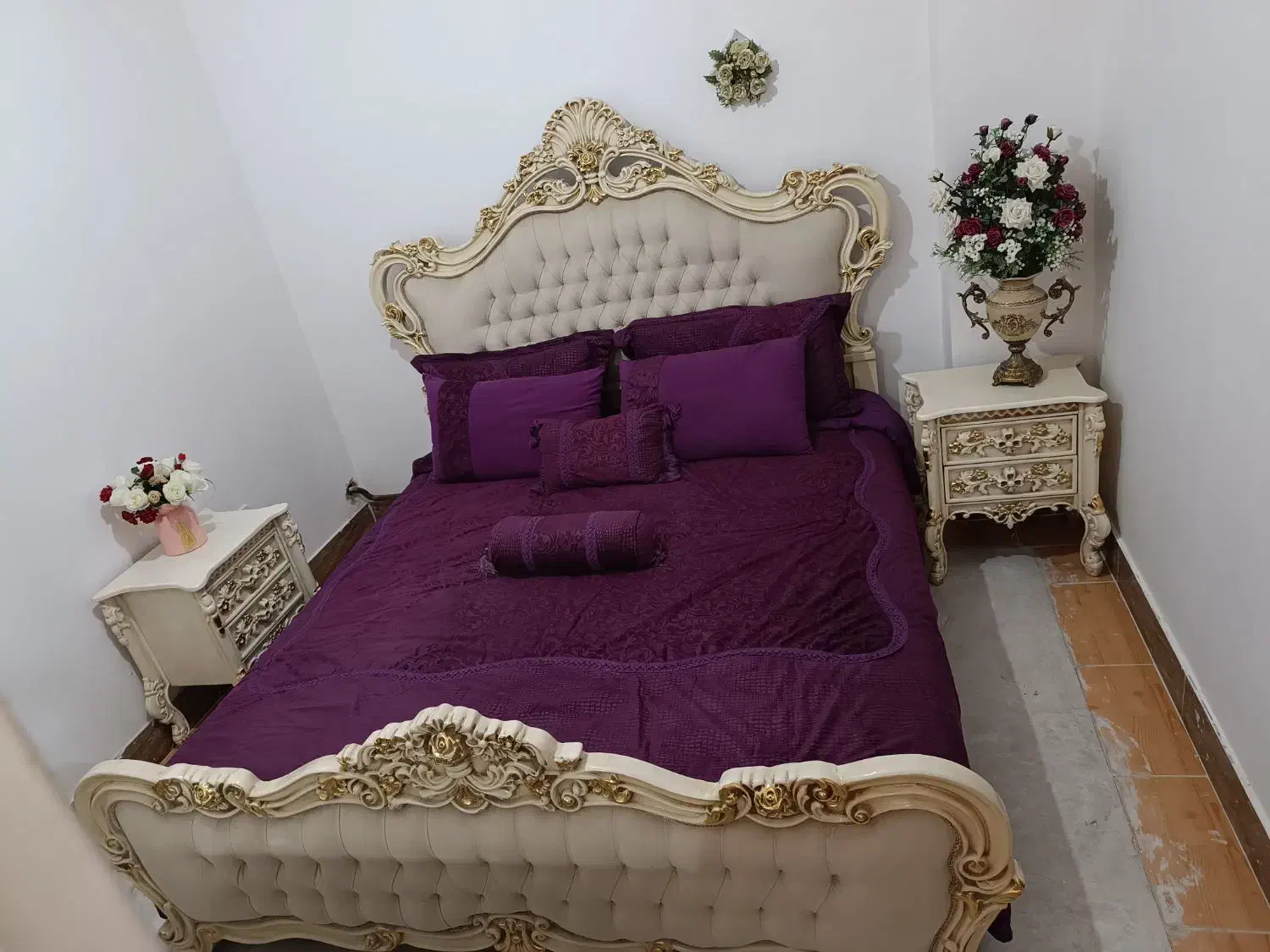 سرویس خواب سلطنتی همراه تشک و روتختی200*180|تخت و سرویس خواب|میانه, |دیوار