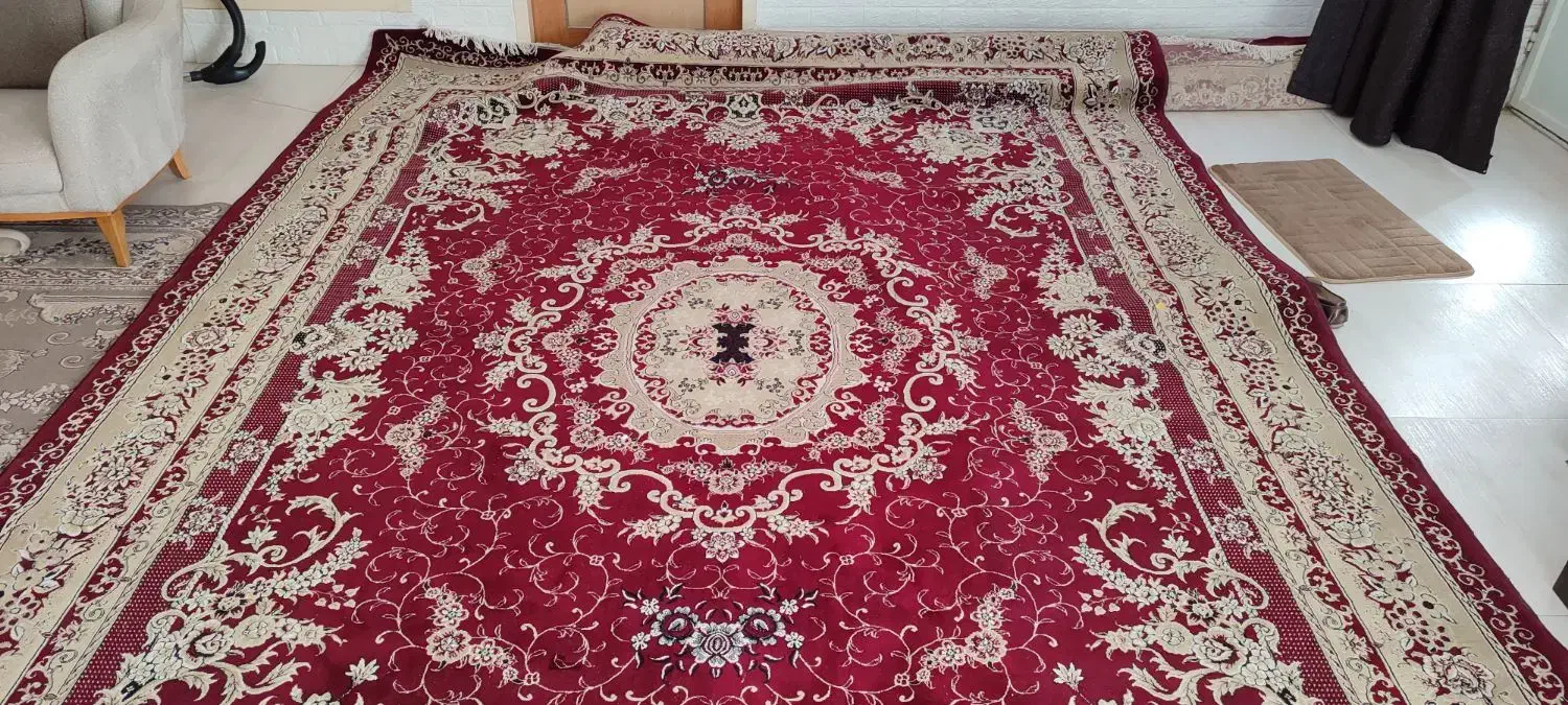 1 جفت فرش 12 متری 500 شانه تمام نخ|فرش|تربت جام, ترکمن ها|دیوار