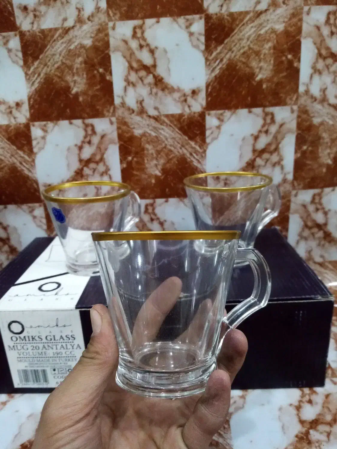 لیوان شیشه ای دسته دار لب طلایی مدل آنتالیا|ظروف سرو و پذیرایی|نجف‌آباد, ریاضی|دیوار