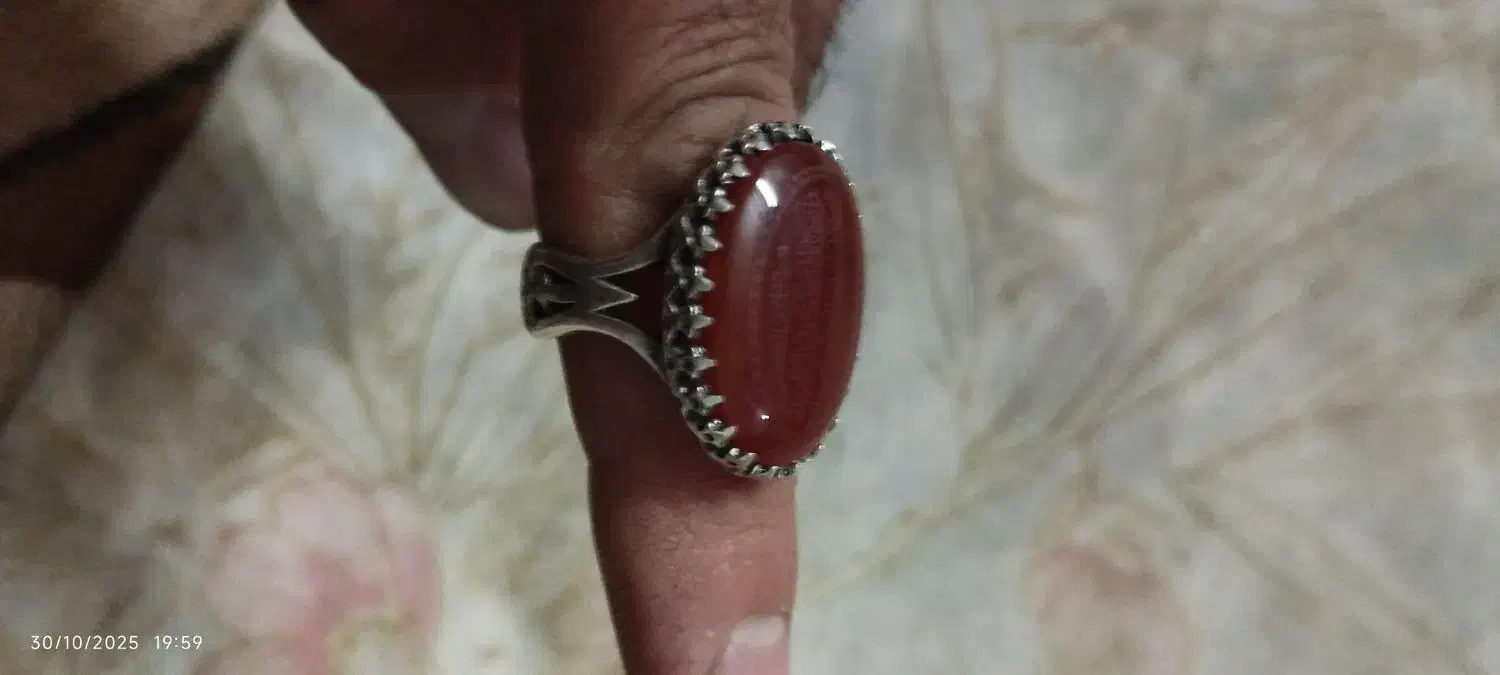 انگشتر نقره عیار بالا 925 عقیق صل یمن|جواهرات|برخوار, |دیوار