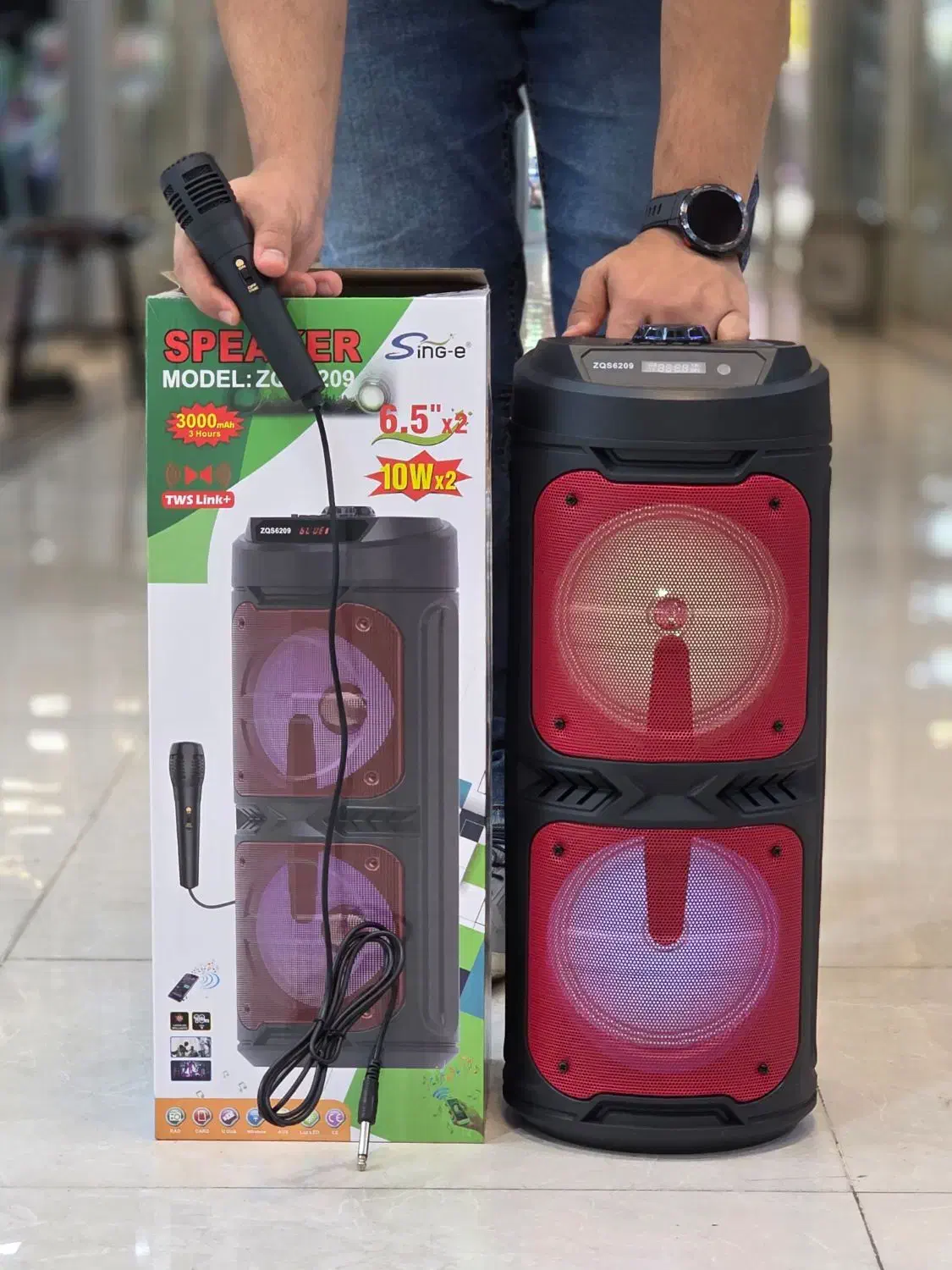 اسپیکر شارژی قابل حمل با میکرفون 6209|پخش‌کننده همراه|شهریار, شهریار|دیوار