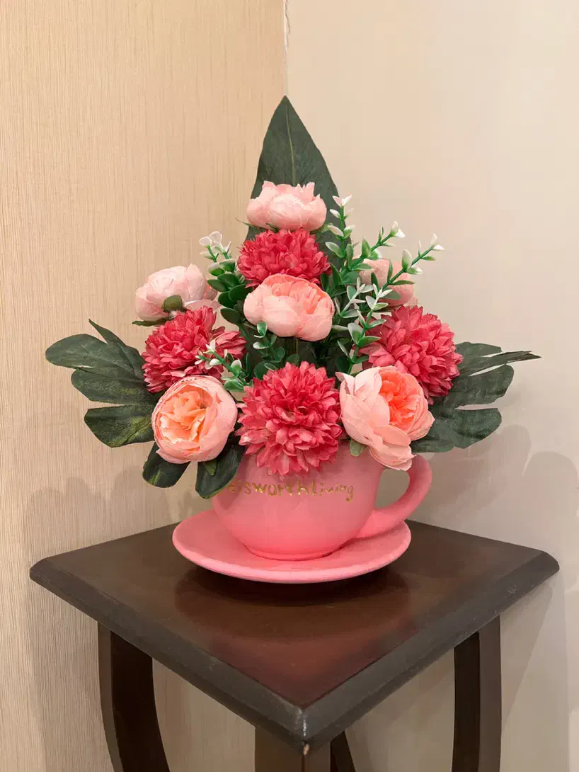 گل مصنوعی با گلدان مدل فنجان|گل مصنوعی|تبریز, |دیوار