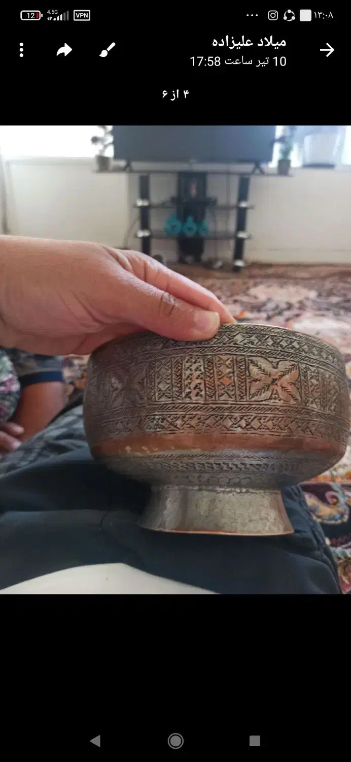 کاسه عتیقه قاجاری قدمت ۲۰۰ سال|کلکسیون اشیاء عتیقه|شیراز, ارم|دیوار