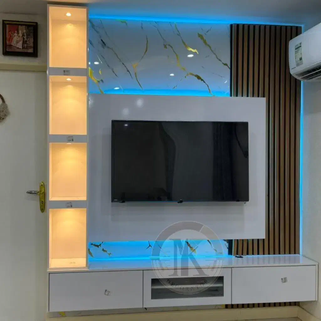 تی‌وی وال tv wall تی وی روم دکور سرویس خواب جاکفشی|میز تلویزیون|اهواز, گلستان|دیوار
