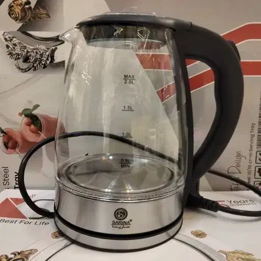 کتری برقی قطع کن دار 2لیتری استیل و پیرکس|اجاق گاز و لوازم برقی پختوپز|کرمانشاه, |دیوار