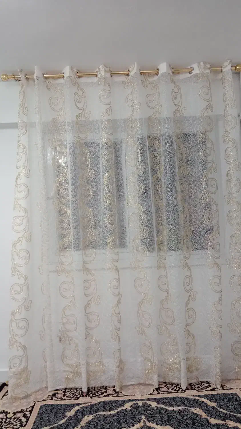 پرده پانچ تور وچوب پرده طلایی نونو|پرده، رانر، رومیزی|مشهد, مصلی (کارمندان اول)|دیوار