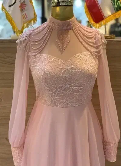 لباس مجلسی بلند با سنگ کاری|لباس|ساوه, |دیوار