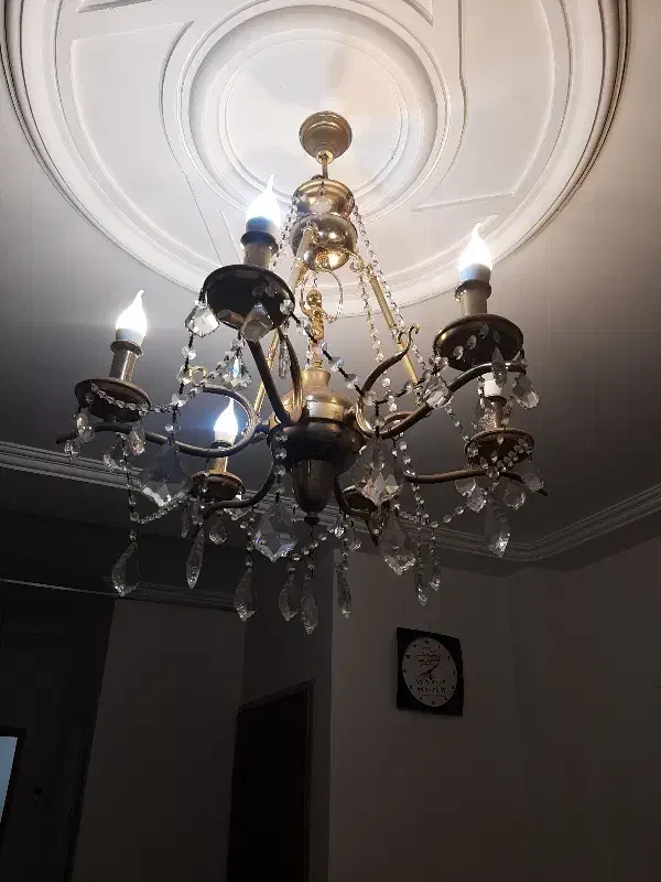 لوستر ۶پر با لامپ برنجی|لوستر و چراغ آویز|لاهیجان, کوی خزر|دیوار