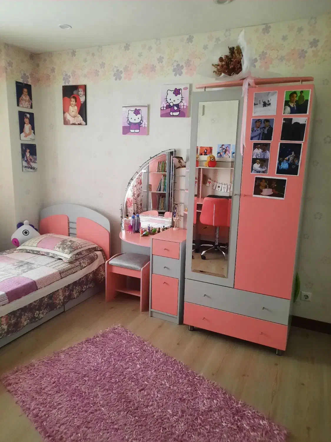 سرویس کامل خواب دخترانه آپادانا|تخت و سرویس خواب|محمدیه-قزوین, |دیوار