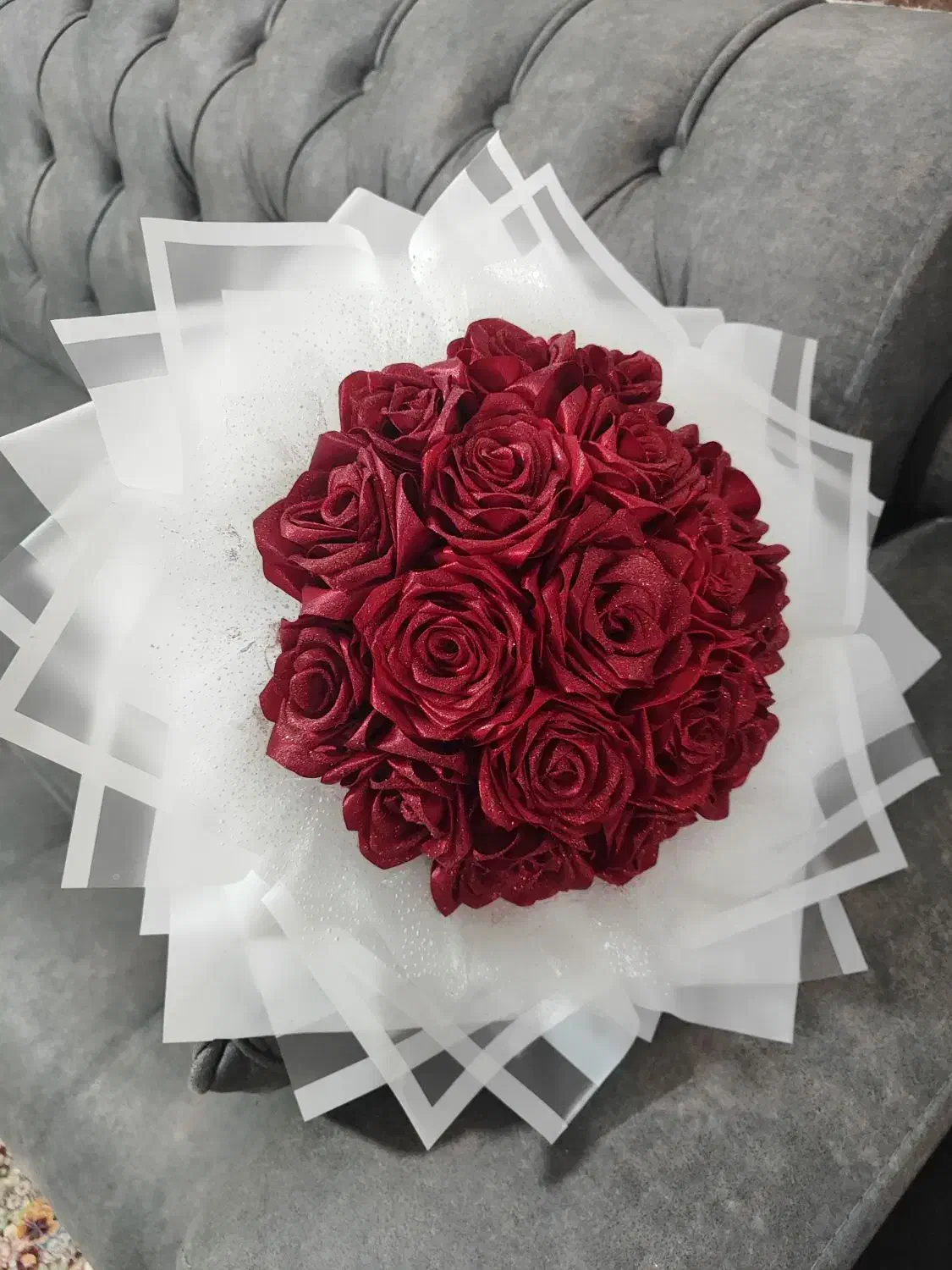 دسته گل روززن زرشکی جذاب|گل مصنوعی|مراغه, |دیوار