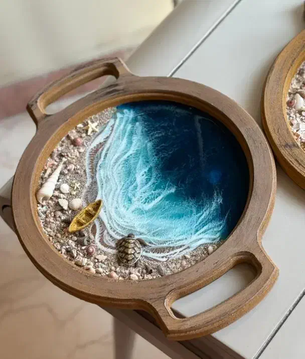 فروش جعبه سینی رزینی دریایی شمع|صنایع دستی و سایر لوازم تزئینی|سیرجان, |دیوار