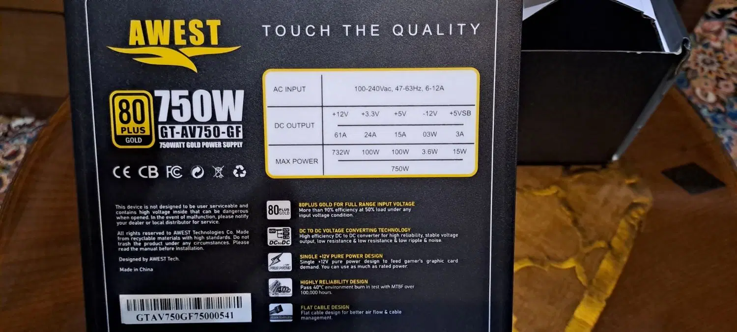 منبع تغذیه کامپیوتر 750w AWEST|قطعات و لوازم جانبی رایانه|تهران, سازمان برنامه شمالی|دیوار