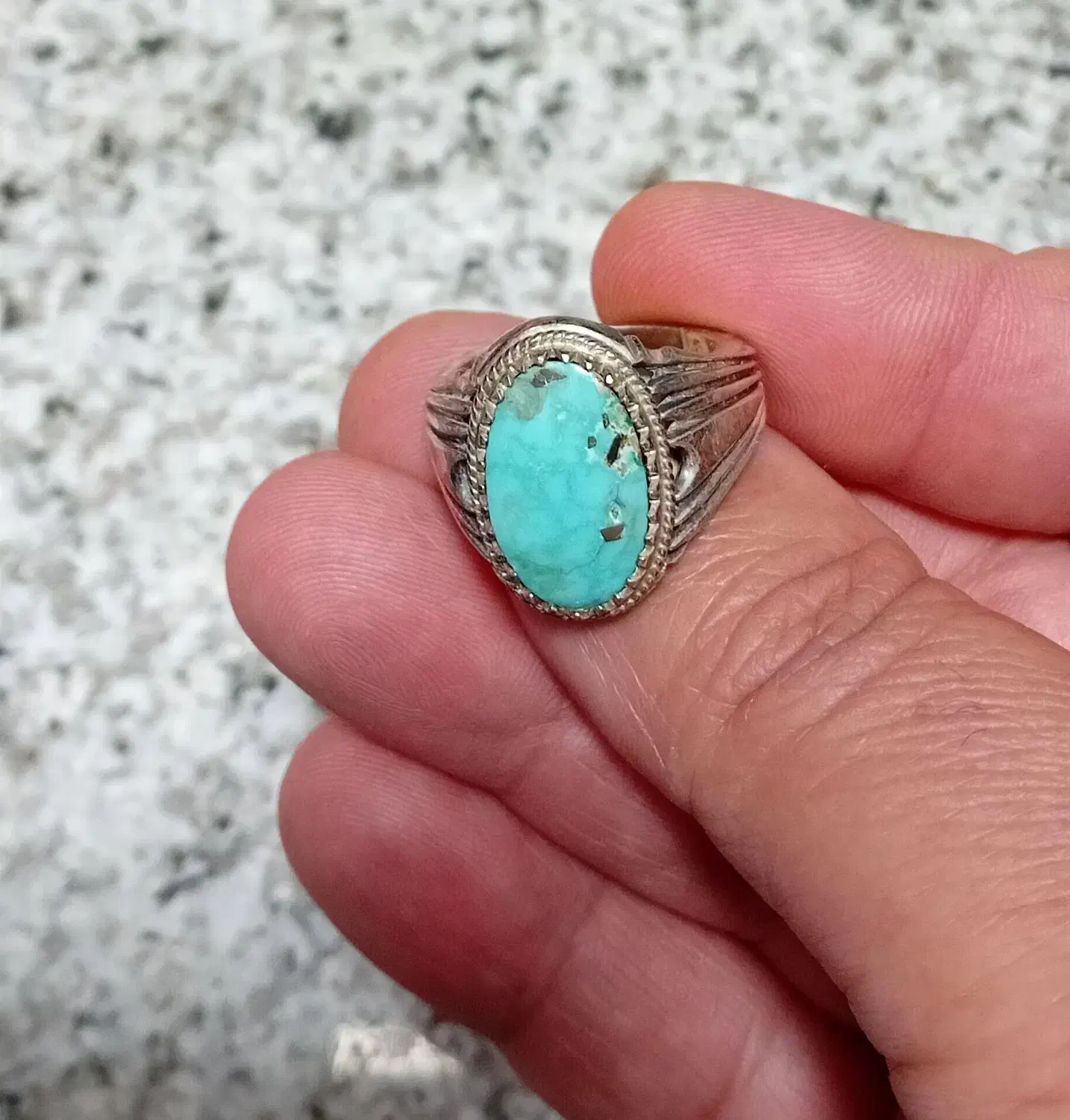 انگشتر نقره 925 فیروزه اصل نیشابور رکاب دو قاب|جواهرات|شیراز, لب آب|دیوار