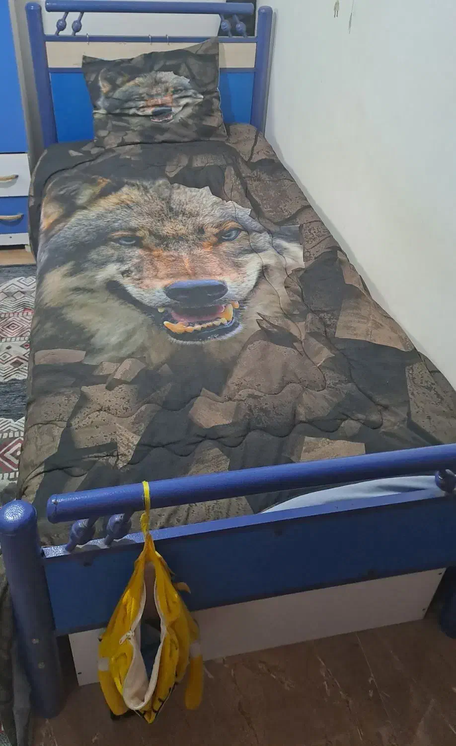 تختواب تک نفره + تشک|تخت و سرویس خواب|چابکسر, |دیوار