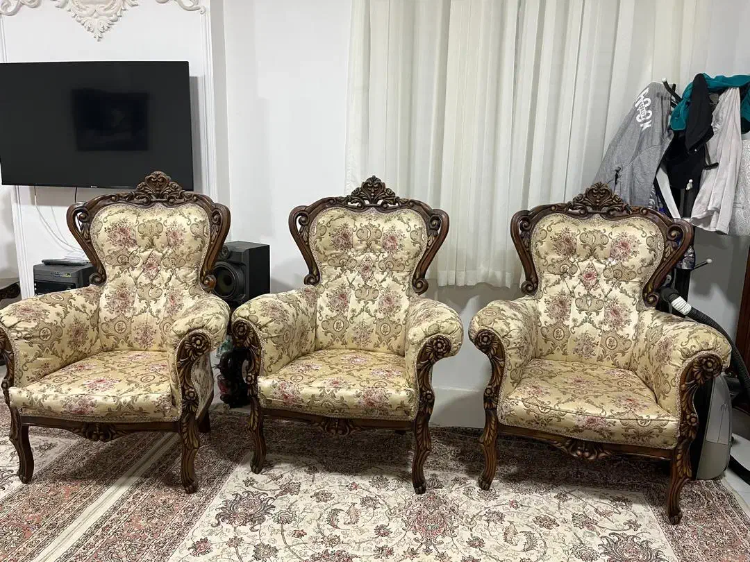 مبلمان سلطنتی ۹ نفره چوب راش|مبلمان خانگی و میز عسلی|الیگودرز, |دیوار