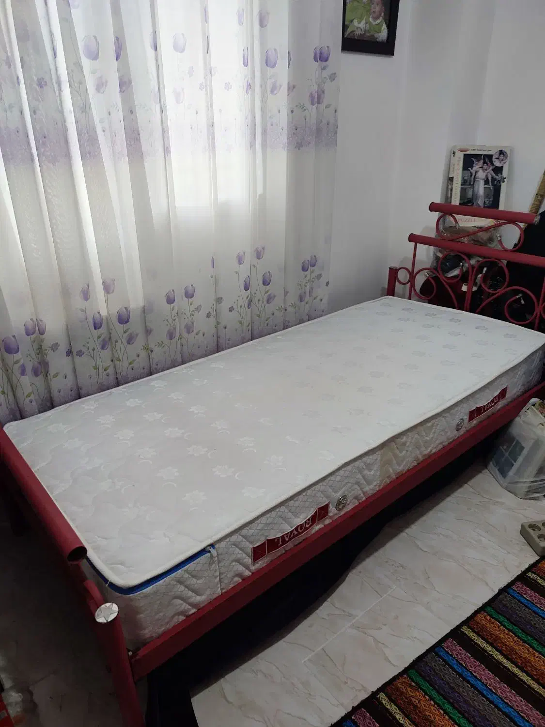 تخت خواب تک نفره فلزی با تشک رویال|تشک تختخواب|لنگرود, |دیوار