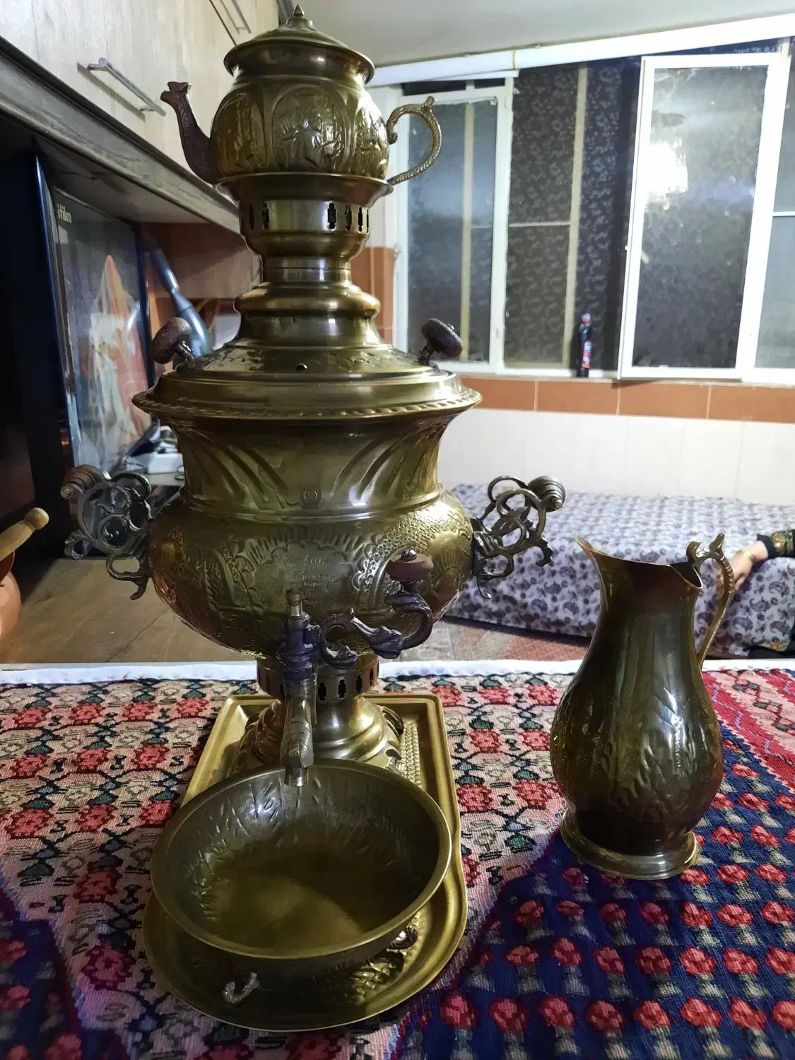 سماور برنجی|کلکسیون اشیاء عتیقه|مشکین‌دشت, |دیوار