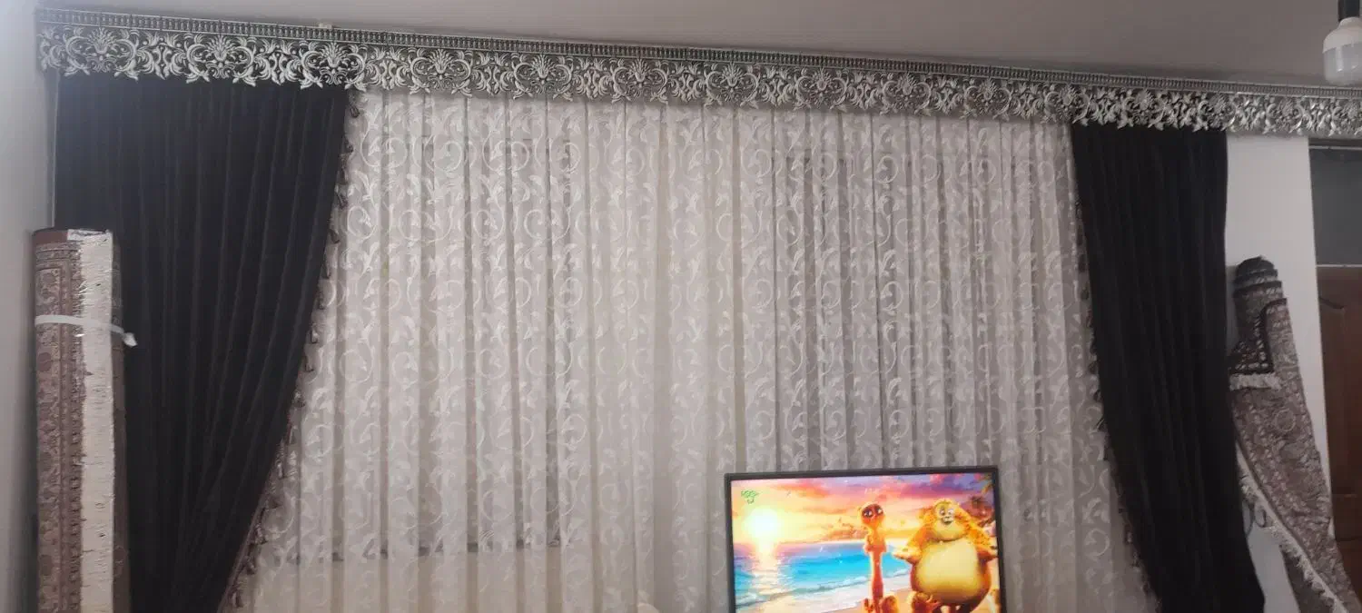 پرده توری با دو عدد والان|پرده، رانر، رومیزی|اردبیل, |دیوار