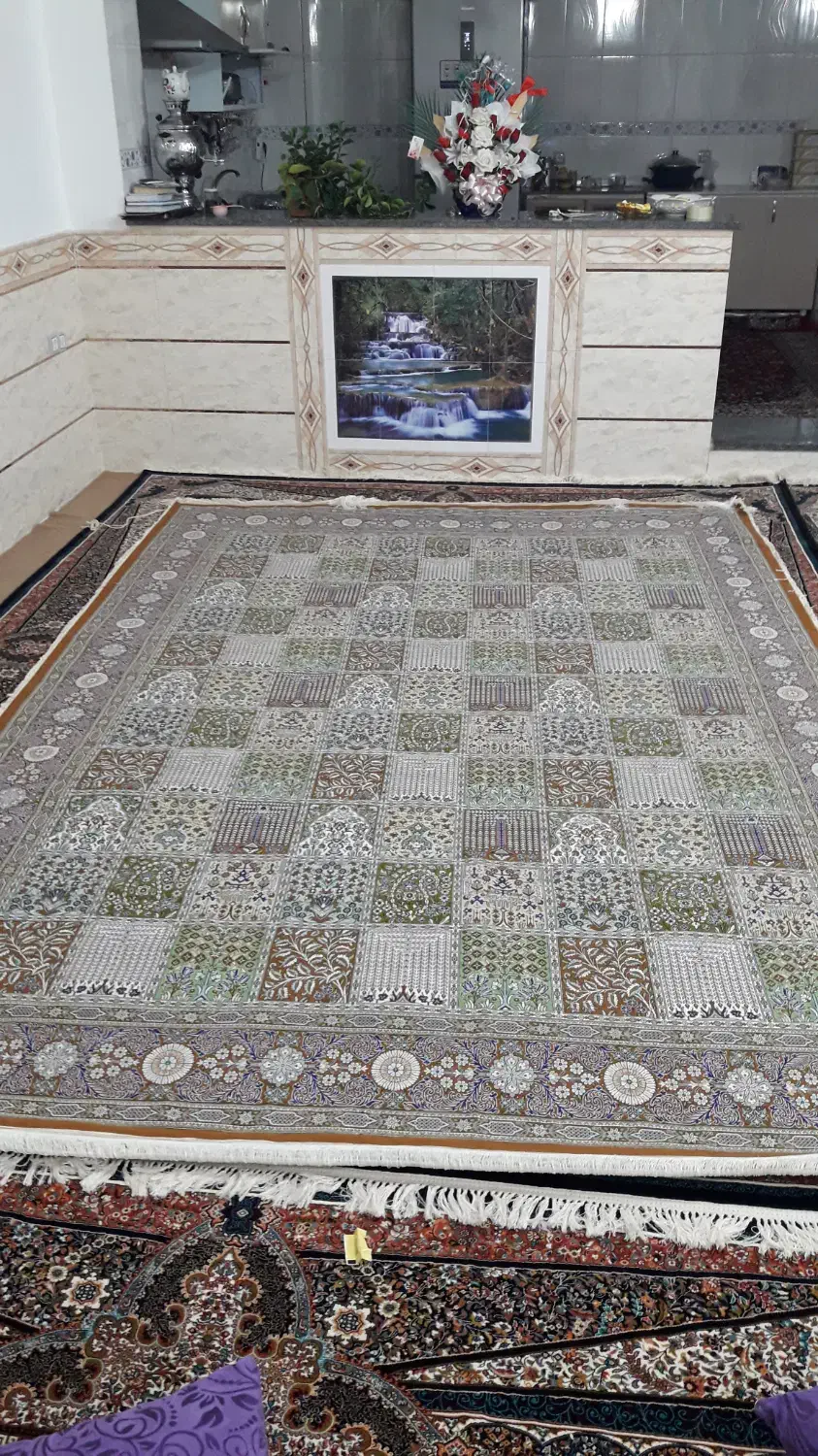 فرش خشتی ابریشم|فرش|اصفهان, بیدآباد|دیوار