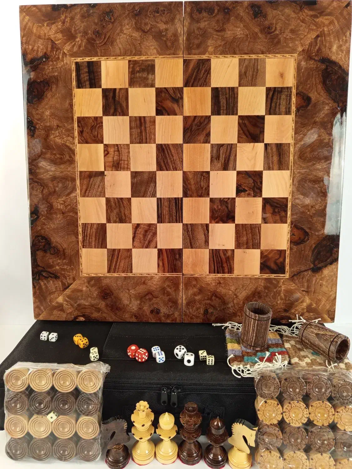 شطرنج تخته نرد ریشه چوب گردو کادویی مهره کیف تاس|اسباب‌بازی بچه|تهران, تهرانپارس جنوبی|دیوار