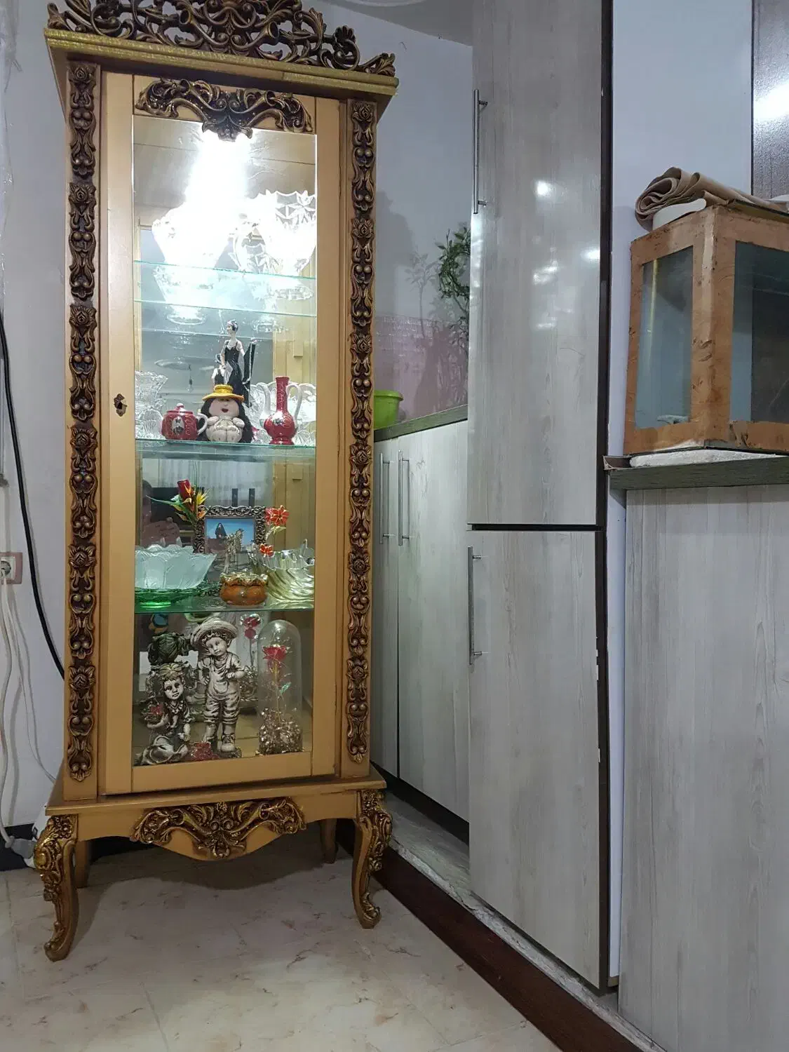 آینه کنسول سلطنتی و بوفه طلای سه طبقه|بوفه، ویترین، کنسول|سیاهکل, |دیوار