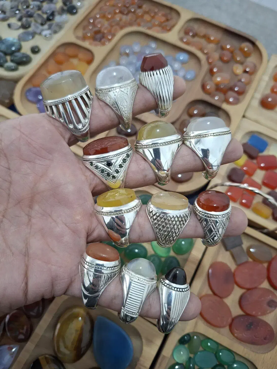 انگشترهای نقره با نگین های معدنی|جواهرات|محمودآباد, |دیوار