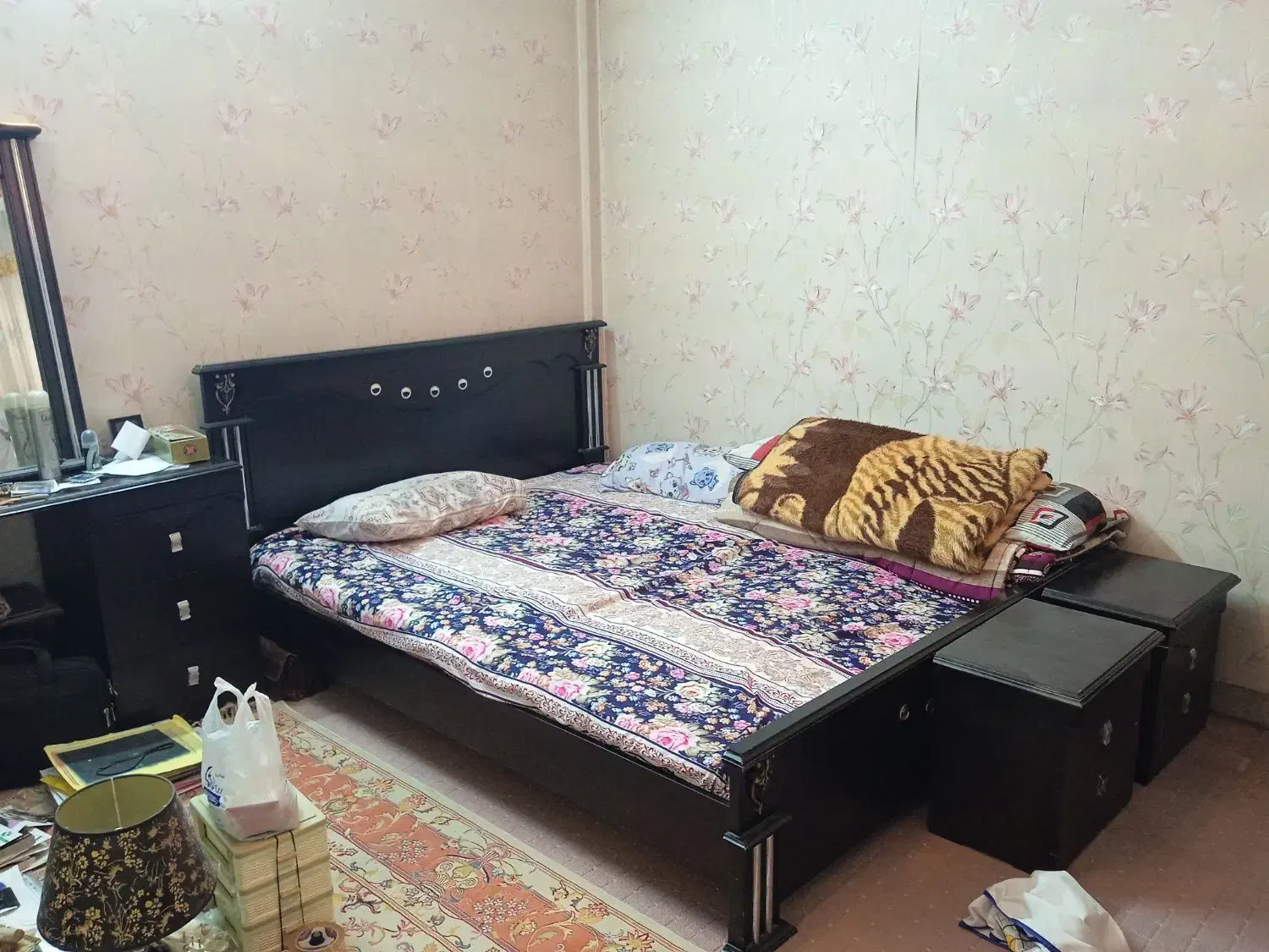 تخت خواب دونفره چوبی 200*160 سانتیمتر|تخت و سرویس خواب|گرمدره, |دیوار