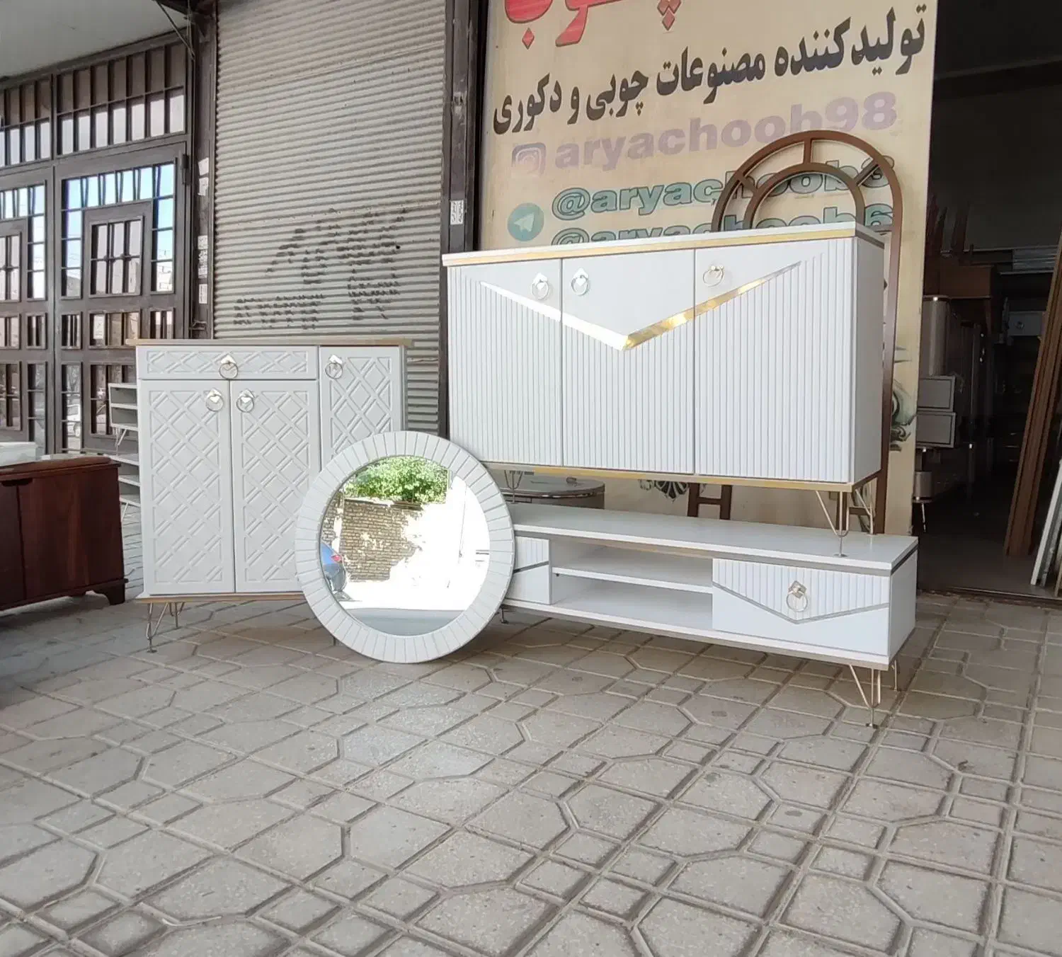 آینه گرد جاکفشی|آینه|سنندج, |دیوار