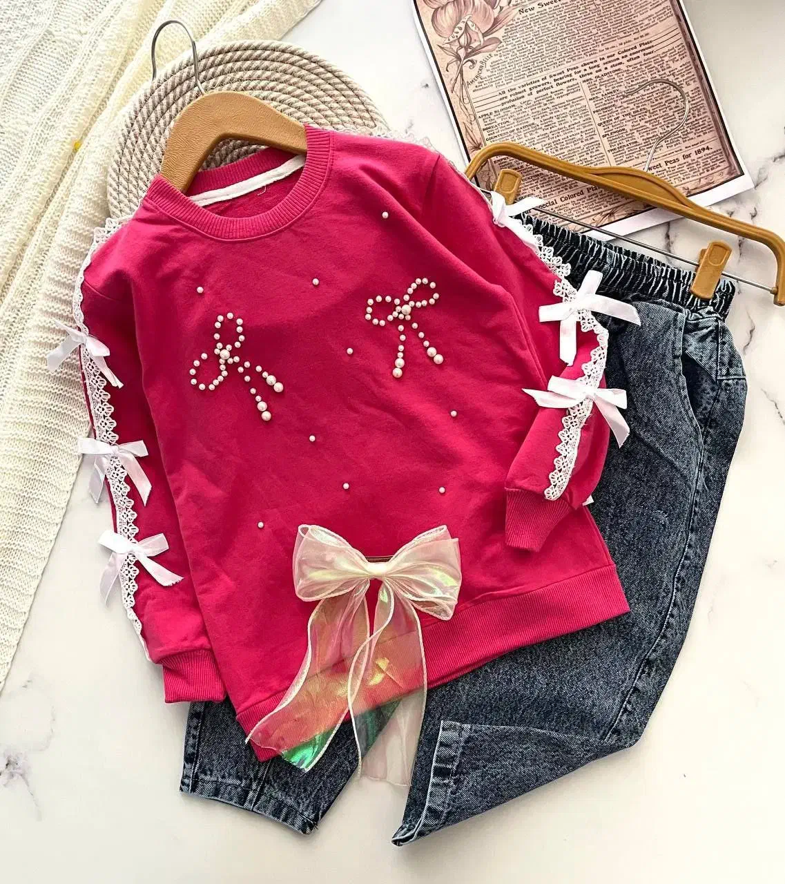 بلوز شلوار دخترانه پاپیون|کفش و لباس بچه|کهریزک, |دیوار