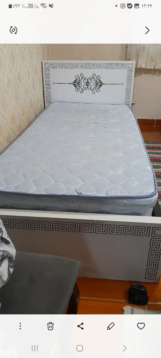 تخت یک نفره همراه تشک|تخت و سرویس خواب|لنگرود, |دیوار