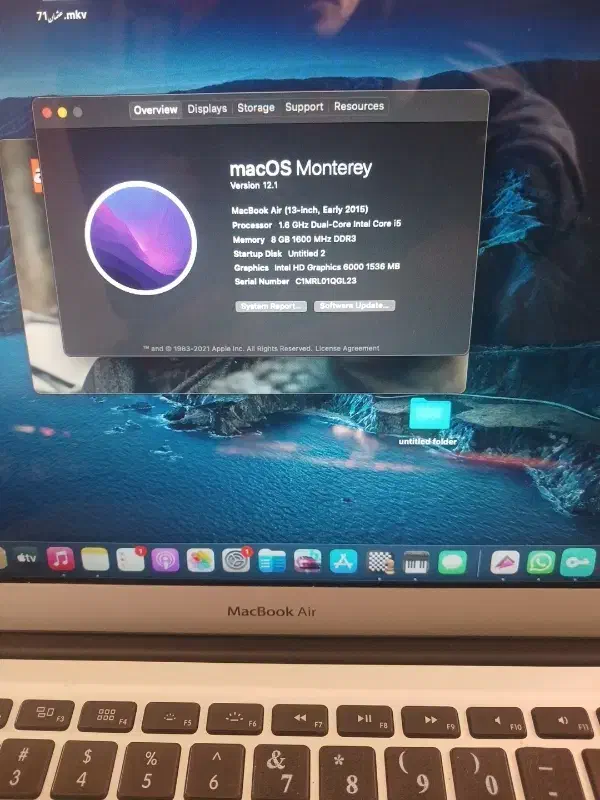 مک بوک ایر ۲۰۱۵ با حافظه ۵۱۲ گیگ مشابه صفر|رایانه همراه|مشهد, ثامن|دیوار