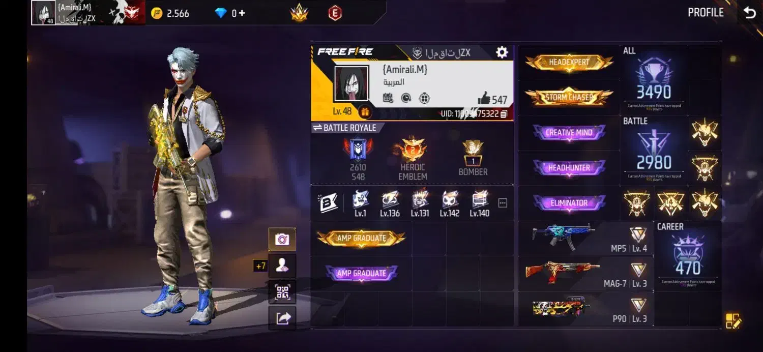 اکانت فیری فایر|کنسول، بازی ویدئویی و آنلاین|رشت, پسیخان|دیوار