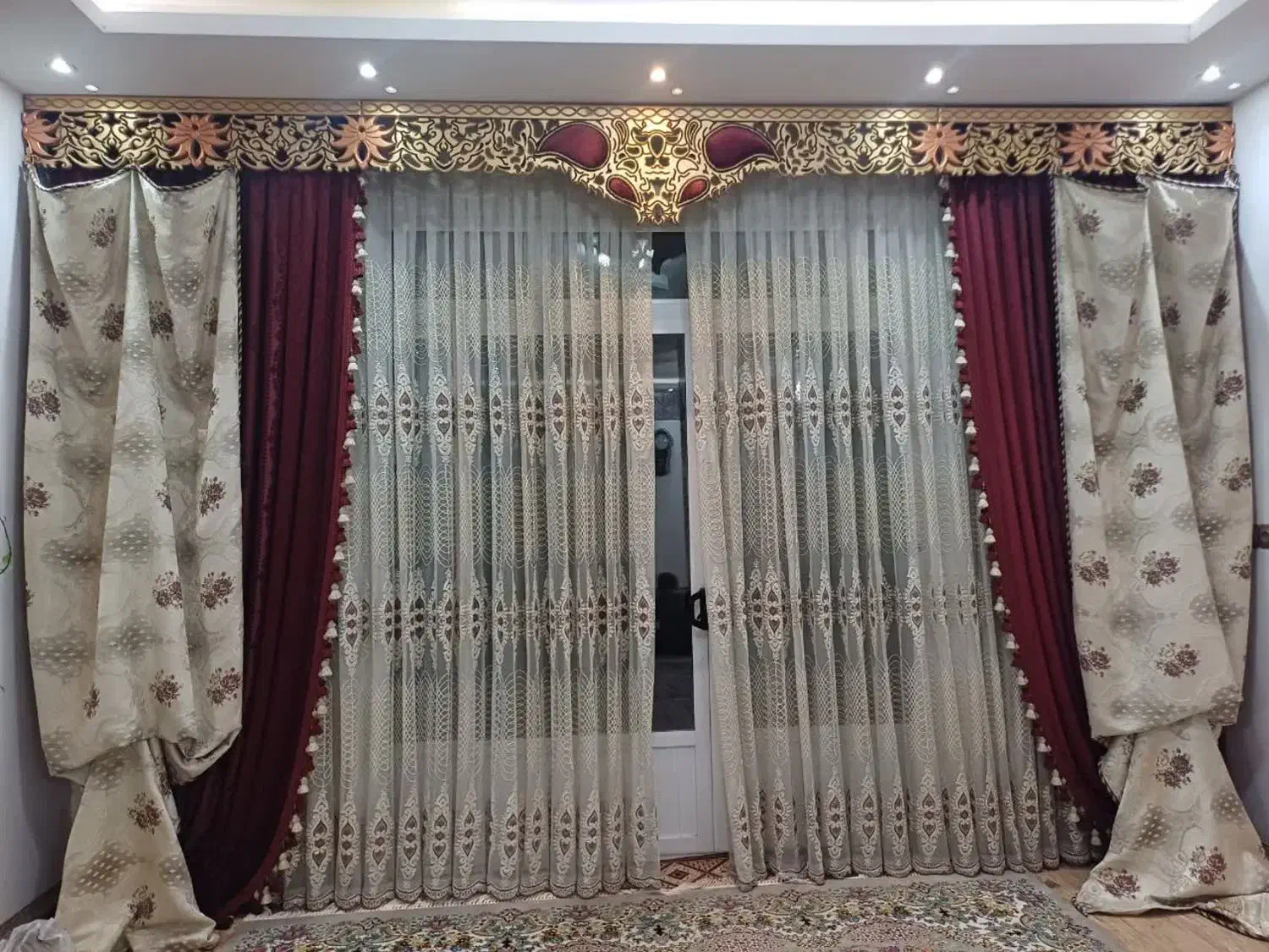 پرده  همراه با کتبه|پرده، رانر، رومیزی|نجف‌آباد, باهنر|دیوار