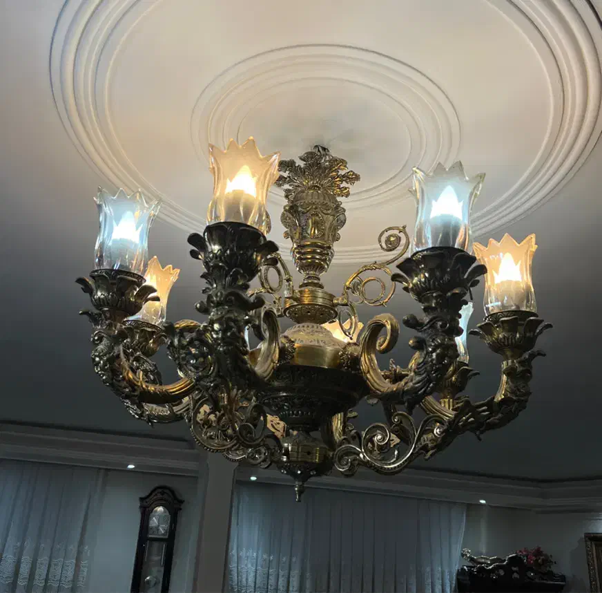 لوستر برنجی|لوستر و چراغ آویز|ری, دیلمان|دیوار