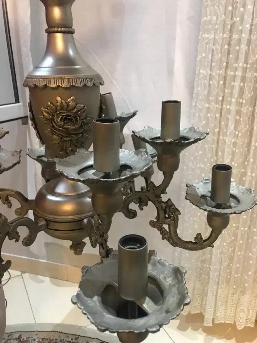 لوستر برنجی  قدیمی آنتیک ۶ شاخه|لوستر و چراغ آویز|کرج, عظیمیه|دیوار